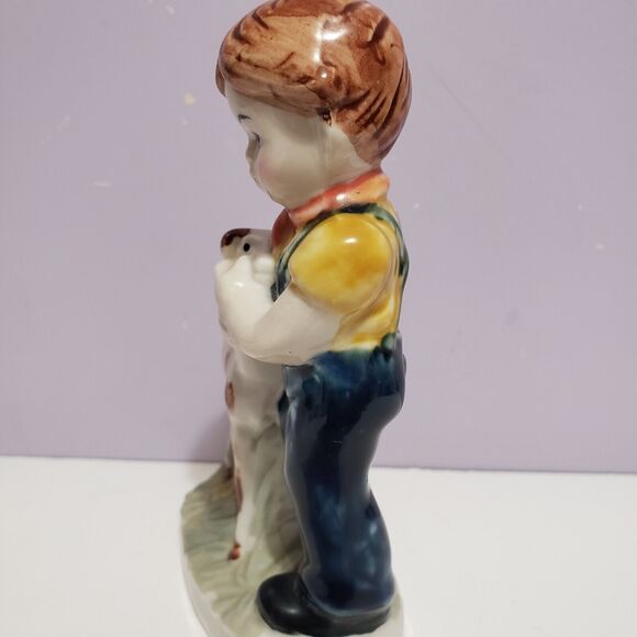 Farmer Country Boy w/ Sheep Lamb Porcelain Figurine  ( 6" × 3.5") - Picture 4 of 7
